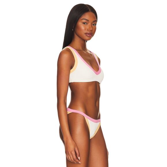 L*Space Lala Bikini Top Ribbed Cream Guava Golden Hour M NWT - Picture 9 of 10